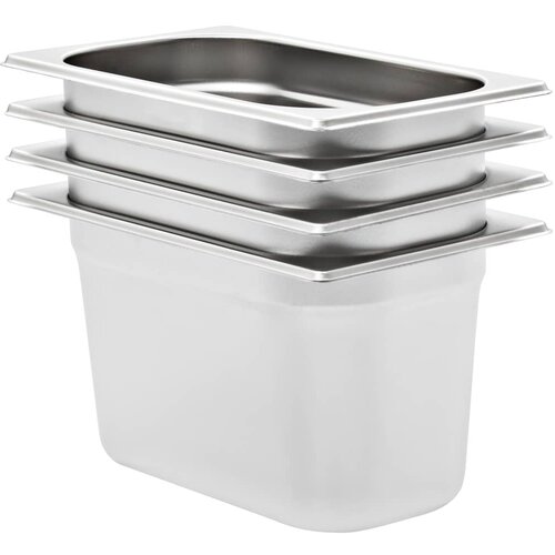 vidaXL Gastronomske posode 4 kosi GN 1/4 150 mm nerjaveče jeklo Cene