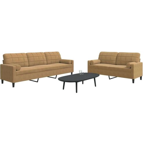 vidaXL 2-dijelni set sofa s jastucima smeđi baršunasti Cijene