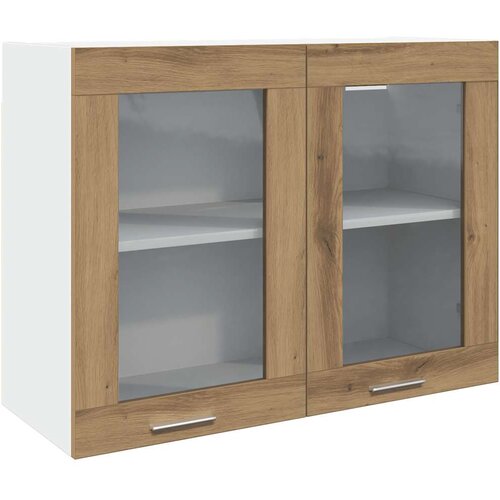 VidaXL steklena viseča omarica &amp;ldquo;Lyon&amp;rdquo; artisan hrast 80x31x60 cm, (22010641) Slike