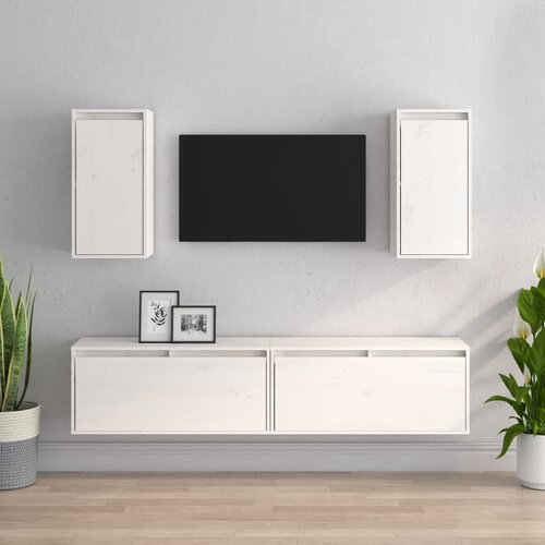 The Living Store TV omarica 4 kosi bela trdna borovina - TV Omarica, (21375140) Cene