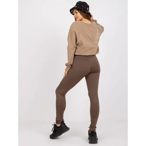 Fashion Hunters Basic brown plain leggings for everyday use