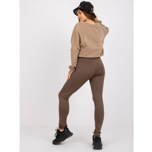 Fashion Hunters Basic brown plain leggings for everyday use Cene