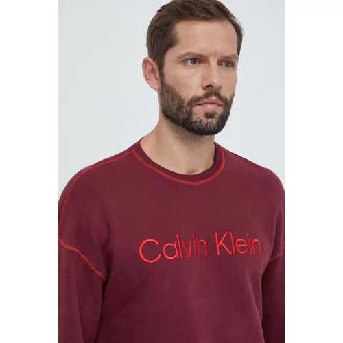 Calvin Klein Underwear Homewear pamučna dukserica boja: bordo, s tiskom