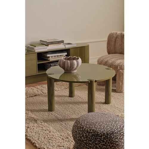 Ellos Home Kaki zelena okrogla klubska mizica iz MDF plo&amp;scaron;č &amp;oslash; 80 cm Pussel &amp;ndash; Slike