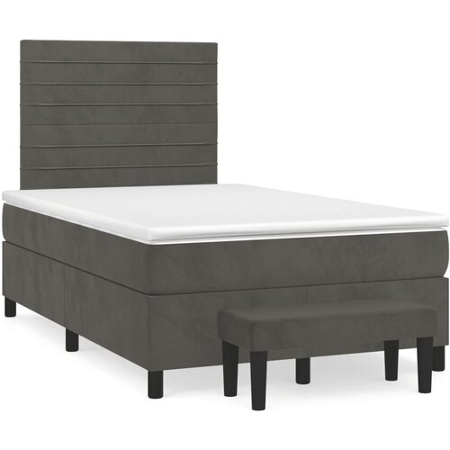 VidaXL Krevet box spring s madracem tamnosivi 120 x 190 cm bar&amp;scaron;un Slike