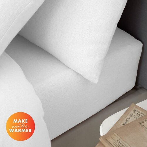 Catherine Lansfield Bijela flanelska plahta s gumom 135x190 cm Brushed &amp;ndash; Slike