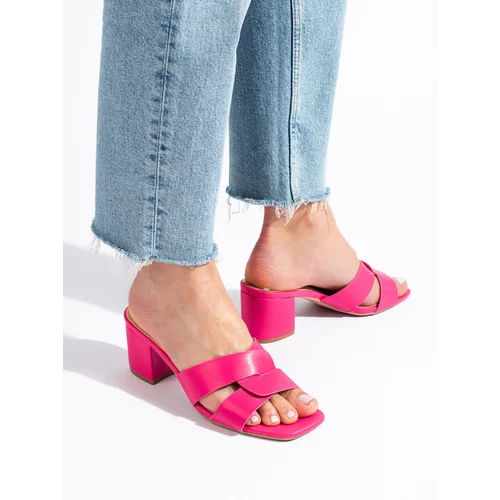 SHELOVET Pink women's flip-flops on post