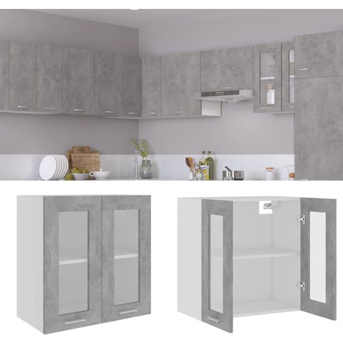 vidaXL Viseča steklena omarica betonsko siva 60x31x60 cm iverna pl., (20621378) Cene