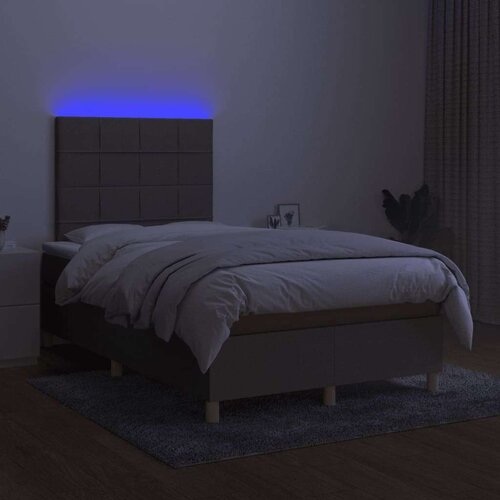  Krevet s oprugama i madracem LED smeđesivi 120x190cm od tkanine Slike