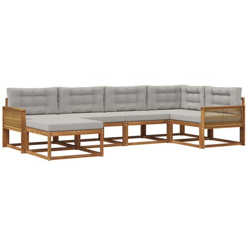 vidaXL Zunanja garnitura za sedenje 6 pcs Naravna in svetlo siva, (5000281187) Cene