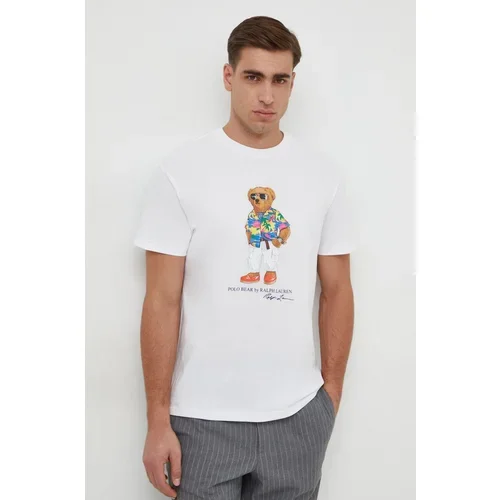 Polo Ralph Lauren Pamučna majica za muškarce, boja: bijela, s tiskom, 710854497