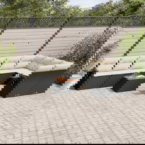 vidaXL 10-dijelni set vrtnih sofa s jastucima crni od poliratana Cijene