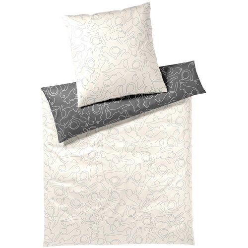Elegante POSTELJNINA CATS 140/200 cm mako saten krem barve Cene