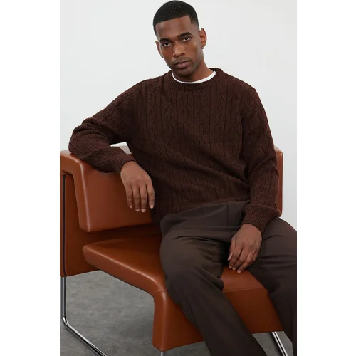 Trendyol Tile Regular Crew Neck Textured Knitwear Sweater