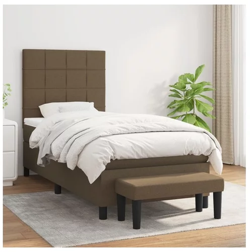 vidaXL Box spring postelja z vzmetnico temno rjava 90x200 cm