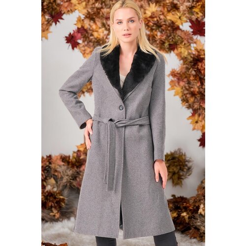 Dewberry Z6671 LADIES' COAT-PLAIN GREY Cene