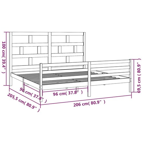  Okvir za krevet od masivne borovine bijeli 200 x 200 cm Slike