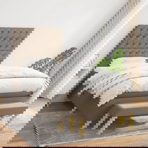 The Living Store Box spring postelja z vzmetnico taupe 90x200 cm blago - Box Spring Postelja, (21514840) Cene