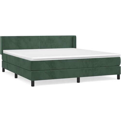vidaXL Box spring postelja z vzmetnico temno zelena 160x200 cm žamet, (20902305) Cene
