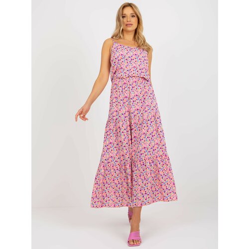 Fashion Hunters Pink maxi dress with flowers on hangers SUBLEVEL Slike