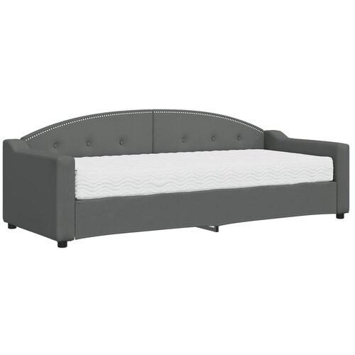  Dnevni krevet s madracem tamnosivi 80 x 200 cm od tkanine Slike