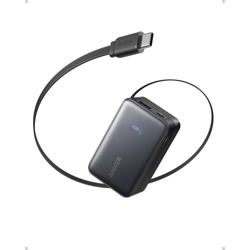 Anker Nano Powerbank 45W 10.000mAh crna, 1x USB-C izlaz, 1x USB-A izlaz s USB-C ugrađenim povlačnim kabelom Slike