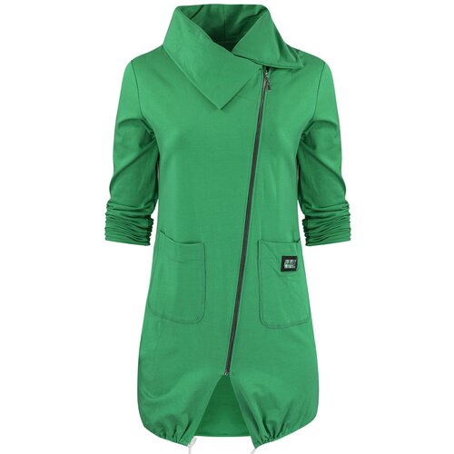 Pri Thin long sweatshirt with a diagonal zipper and a BEATA neck warmer Cene