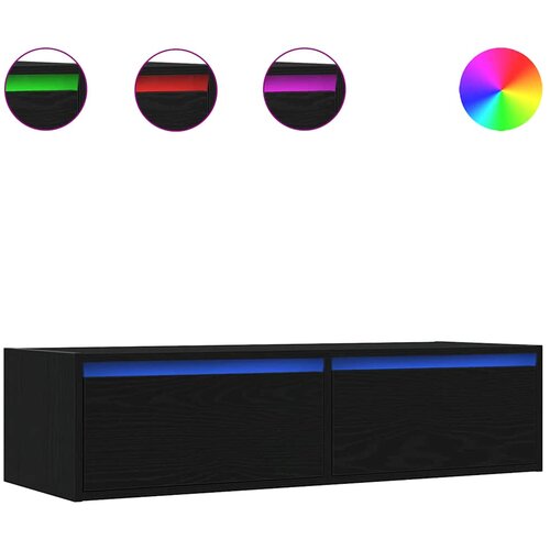  ormarić s LED svjetlima crni 100X35,5x25 cm Slike
