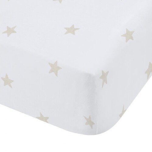 Bianca Bela/bež napenjalna bombažna otroška rjuha za posteljico 70x140 cm Mini Star & Stripes – Cene