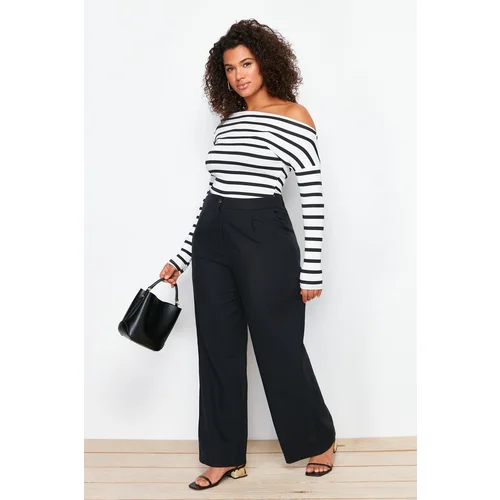 Trendyol Curve Black High Waist Wide Leg Woven Trousers