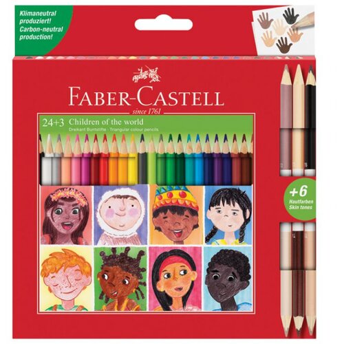  BOJE DRVENE 24BOJE TROKUTASTE PLUS 3BOJE DRVENE OBOSTRANE SKIN FABER CASTELL 511515 BLISTER Cene