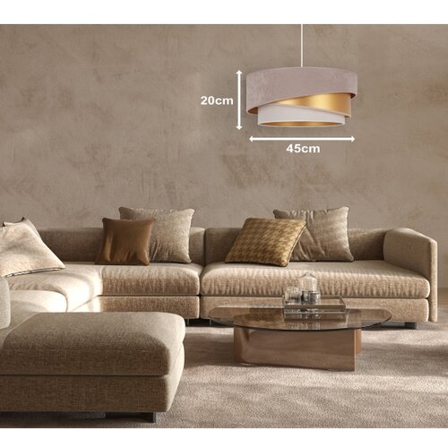  Duolla - Visilica na sajli KOBO 1xE27/15W/230V, prečnik 45 cm, bež/zlatna/krem Slike