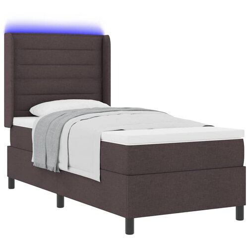  LED Box Spring Krevet Tamno smeđa 90 x 190 cm tkanina Slike