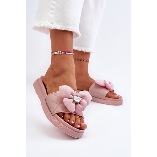 FK1 Women's sandals with decoration on low platform pink Cedrella Cene