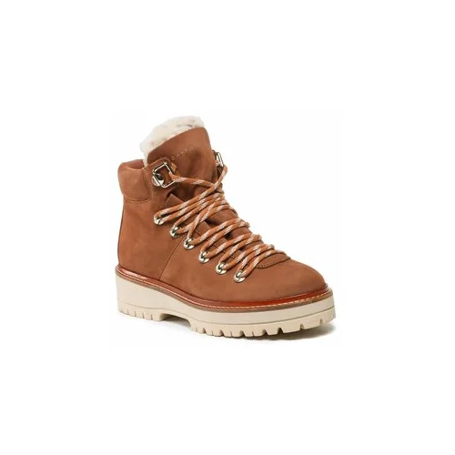 Tommy Hilfiger Pohodni čevlji Leather Outdoor Flat Boot FW0FW06822 Rjava