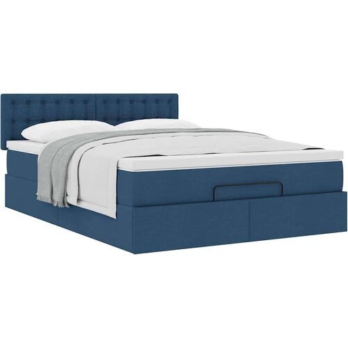  Otomanski krevet s madracem plavi 140x190cm od tkanine Slike