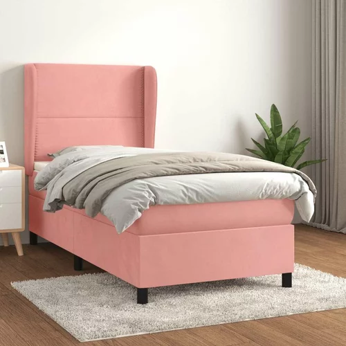 Box spring postelja z vzmetnico roza 100x200 cm žamet, (20894801)