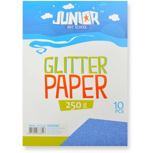 Junior jolly Glitter Paper, papir sa šljokicama, A4, 250g, 10K, odaberite nijansu Plava Slike