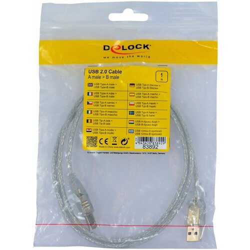 Delock kabel usb a-b 1m dvojno oklopljen transparent 83892 Cene