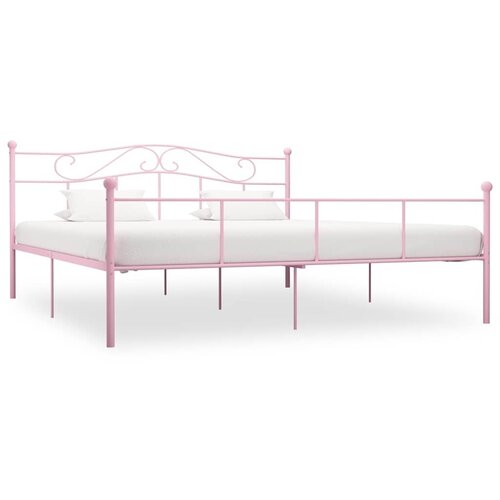 Okvir za krevet ružičasti metalni 180 x 200 cm - Ružičasta 180 x 200 cm Slike