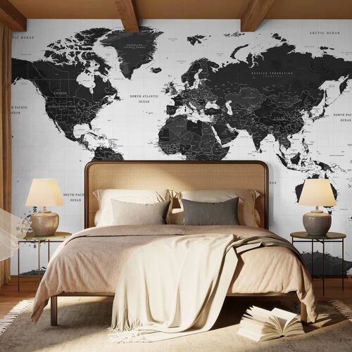  Foto tapeta - Black and White Map 350x256 Standard Slike