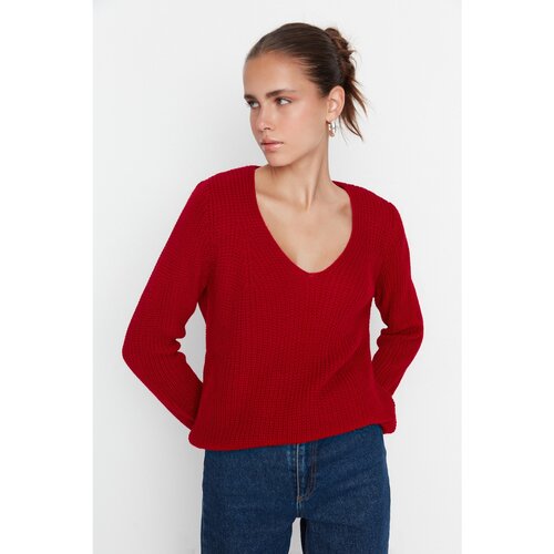 Trendyol Red V Neck Knitwear Sweater Cijene