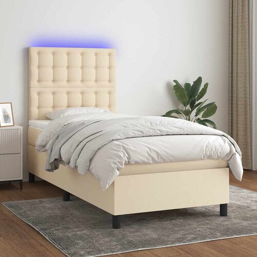  box spring s madracem LED krem 90x190 cm od tkanine Cene