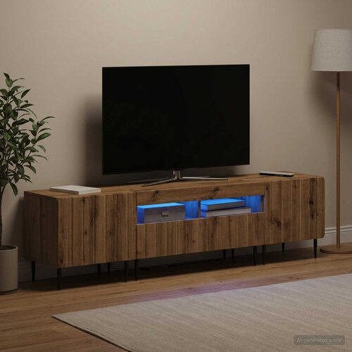  3-dijelni LED TV kabinet ZWOLLE Hrast artisan Konstruirano drvo Cene