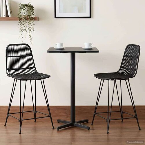 Barska Barski stol 2 pcs Črna 44 x 54 x 96 cm Rattan in jeklo, (5000297082) Cene