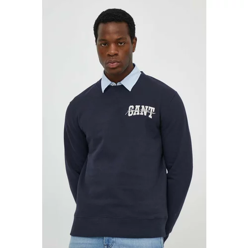 Gant Bombažen pulover moška, mornarsko modra barva