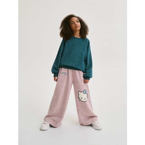 Reserved hlače wide leg hello kitty - roza Cene