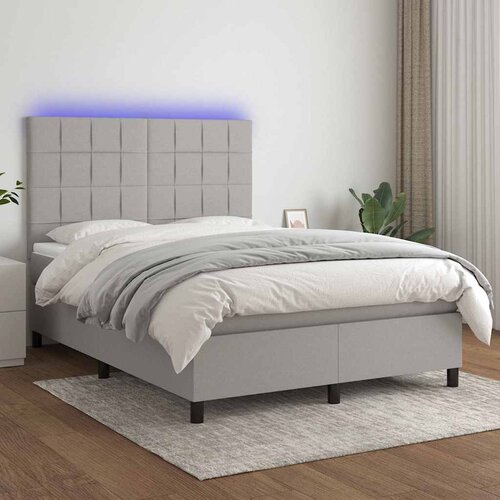  box spring s madracem LED svjetlosivi 140x190 cm tkanina Cijene