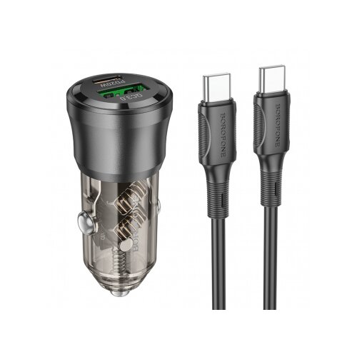 Borofone BZ325 avtopolnilec Type C (20W) USB A (18W) PD 38W QC 3.0 s kablom Type C - Type C 1m - črn Cene