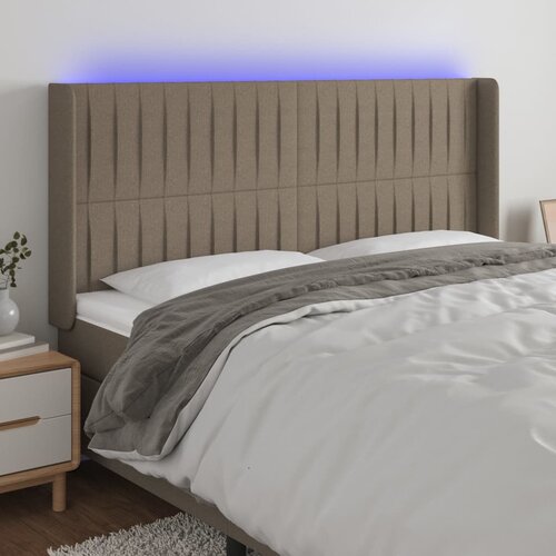  The Living Store LED posteljno vzglavje taupe 203x16x118/128 cm blago - LED Vzglavje, (21452025) Cene
